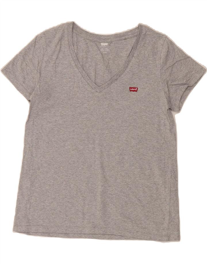 LEVI'S Womens T-Shirt Top UK 10 Small Grey Cotton Vintage Levi's and Second-Hand Levi's from Messina Hembry 
