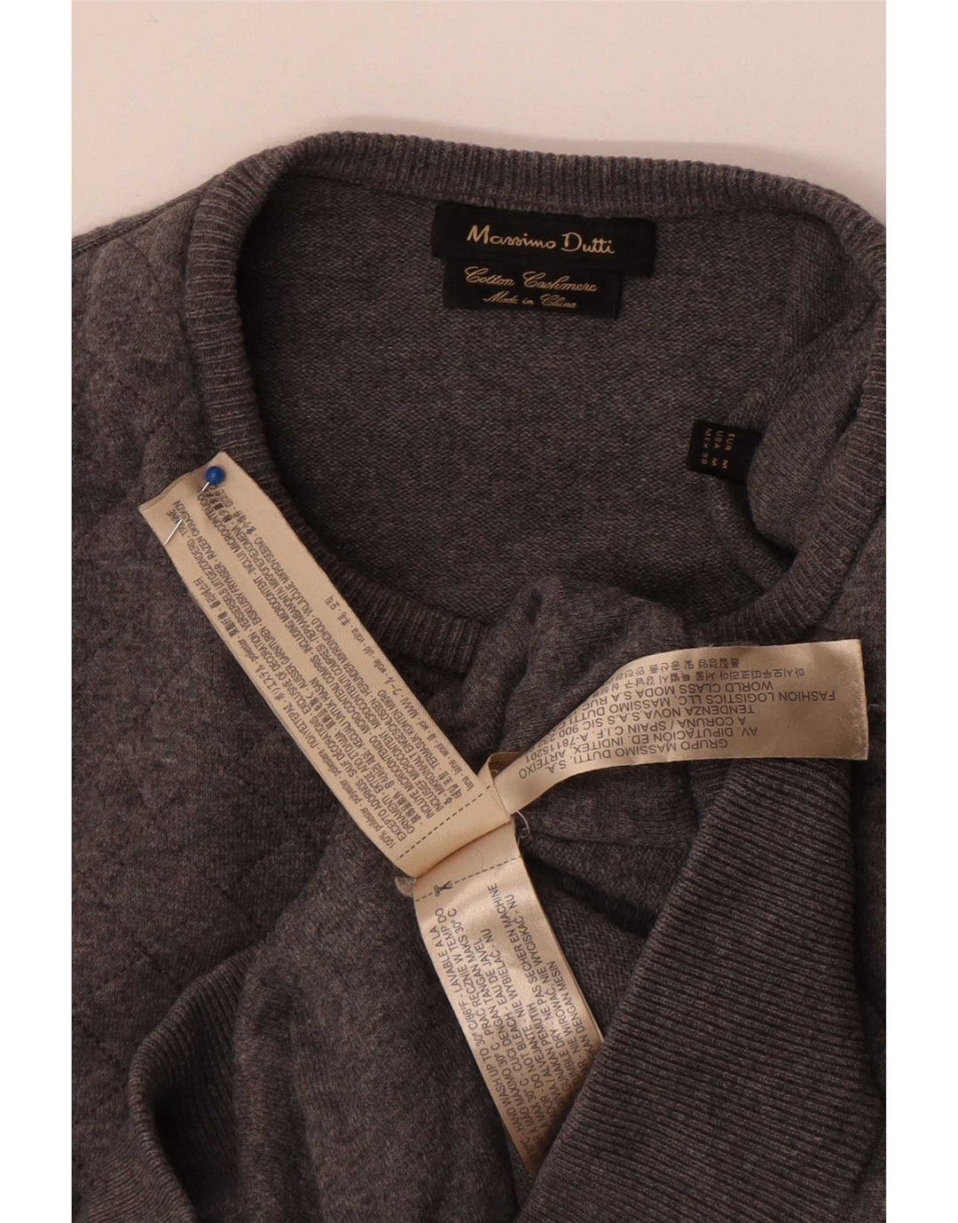 Sweter damski Massimo Dutti z okrągłym dekoltem, UK 14, średni szary poliester
