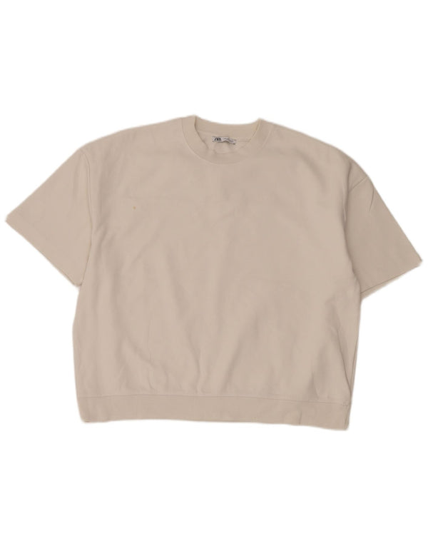 Męski T-shirt oversize Zara, średni, biały, bawełniany