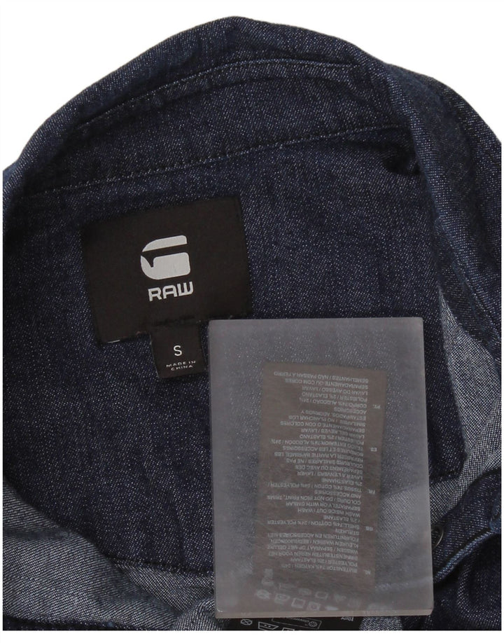 Damska bluzka dżinsowa G-Star z falbaną z przodu, UK 10, mała, granatowa, bawełniana