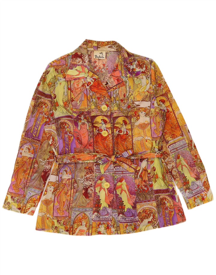 Damska marynarka VINTAGE z grafiką, zapinana na 4 guziki IT 44, średnia, wielokolorowa