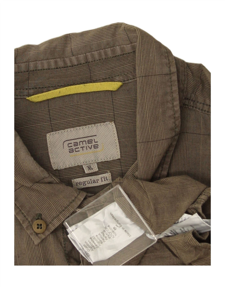 Koszula męska CAMEL ACTIVE o regularnym kroju XL, khaki, w kratę, bawełniana