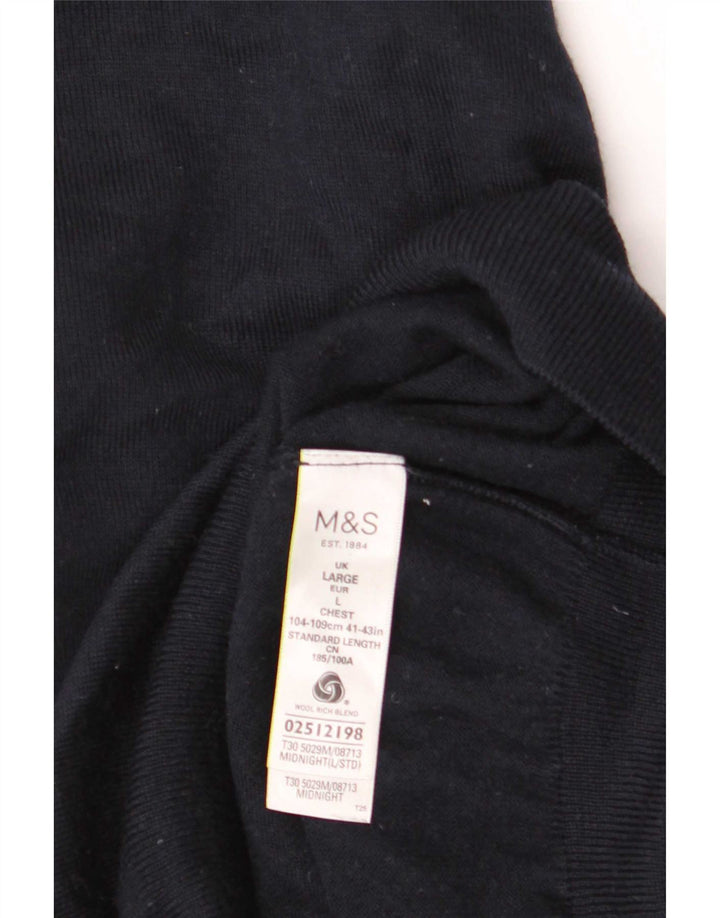 Marks & Spencer Męski sweter z golfem, duży, granatowy, akrylowy