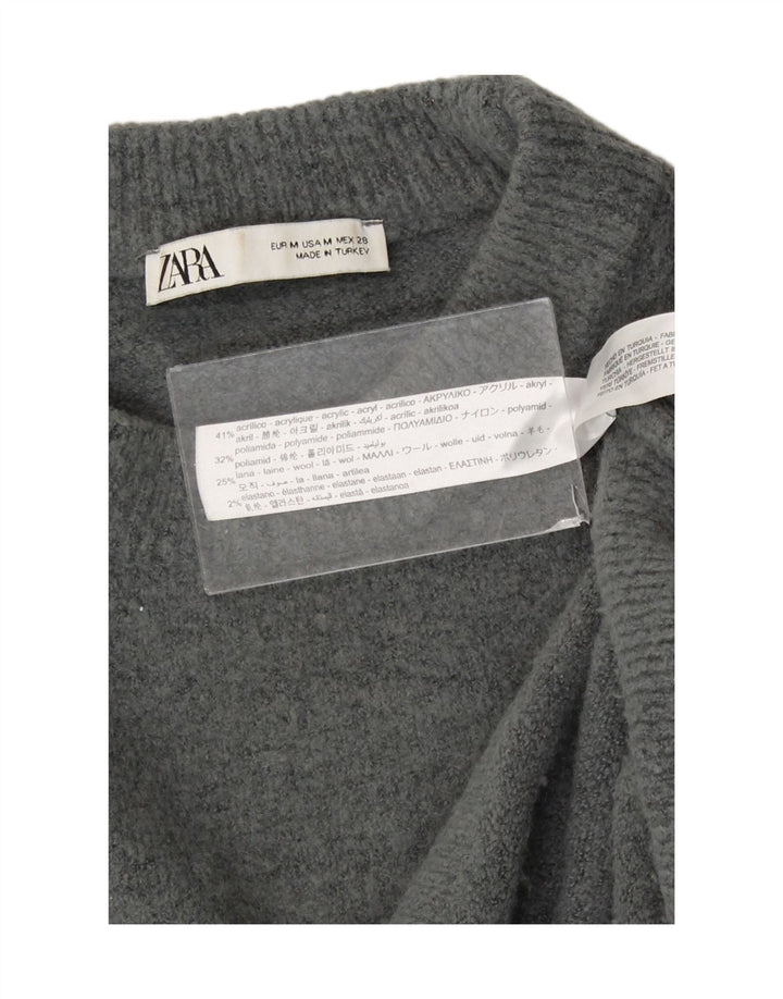 Damski sweter oversize z wycięciem pod szyją Zara UK 14 Średni szary akryl