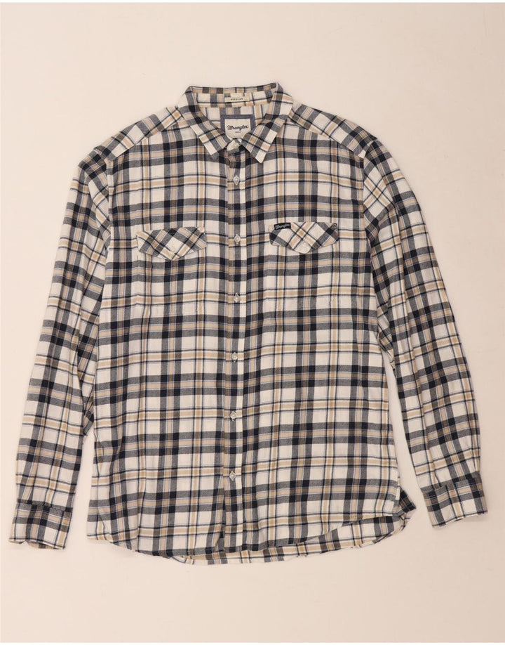 WRANGLER Męska koszula flanelowa o regularnym kroju XL, w białą kratkę, bawełniana