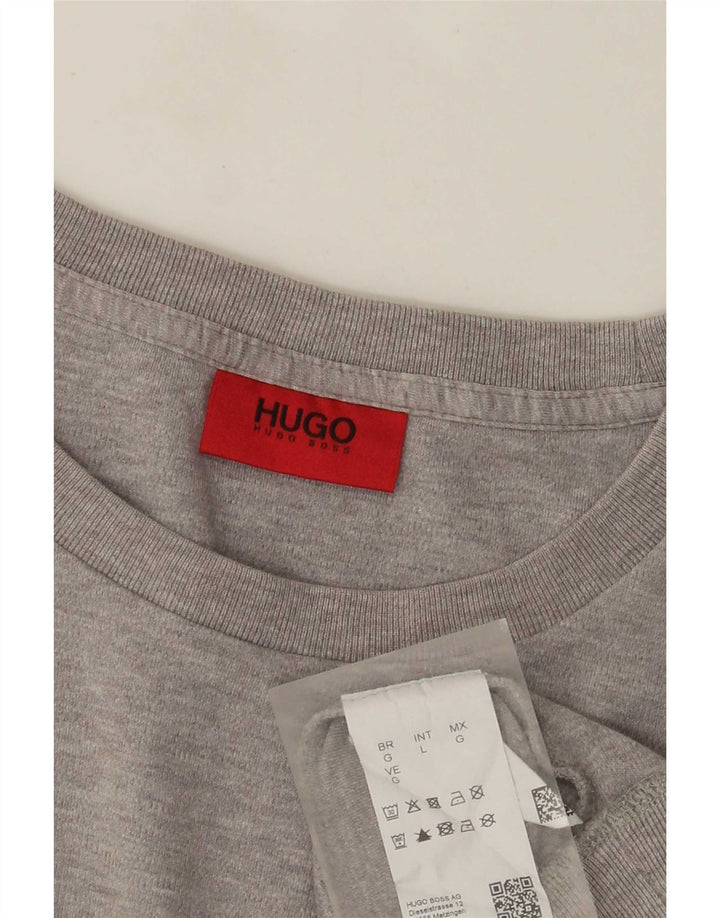 Męska bluza z grafiką Hugo Boss, duża, szara, bawełniana