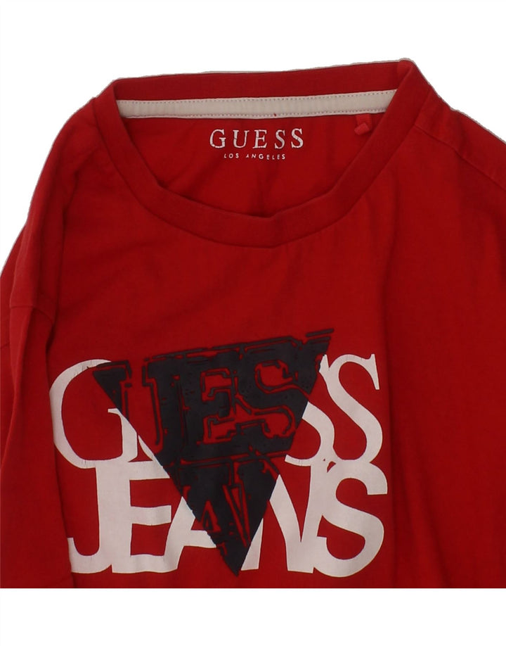 GUESS Boys Graphic T-Shirt Top 9-10 Years Red Vintage Guess and Second-Hand Guess from Messina Hembry 