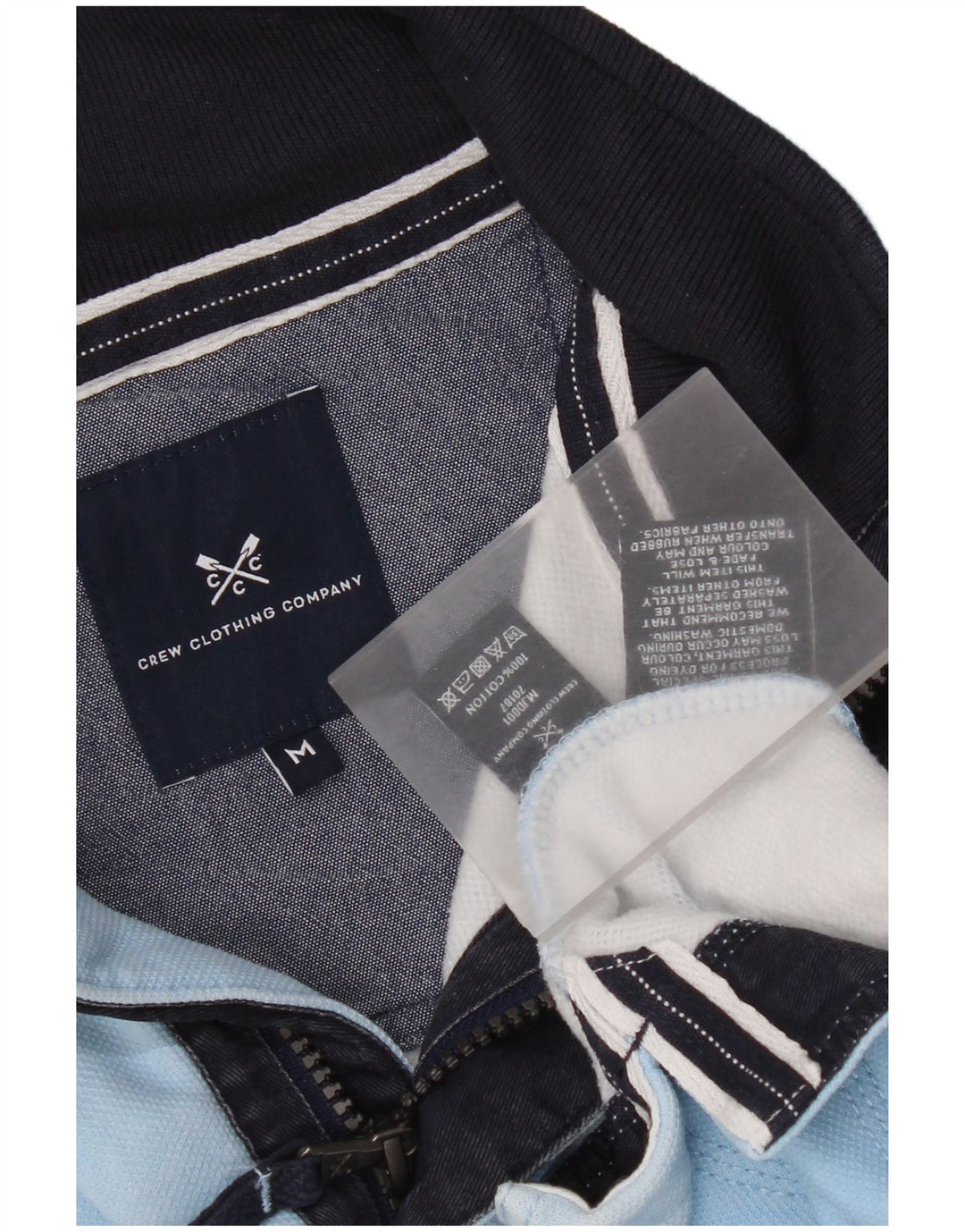 Crew Clothing Męska bluza z zamkiem błyskawicznym, średnioniebieska, bawełniana