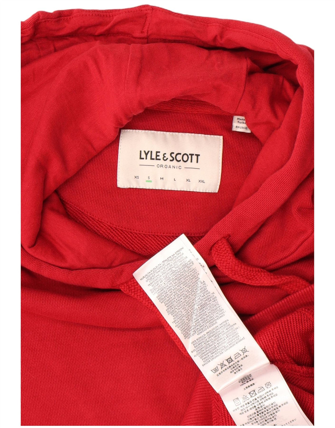 Męski sweter z kapturem Lyle & Scott, mały, czerwony, bawełniany