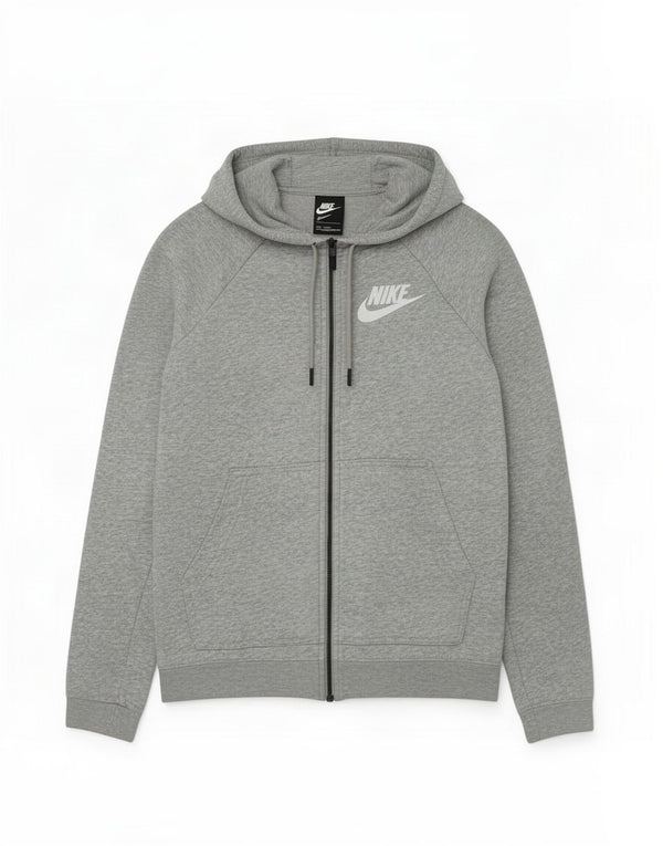 Damski sweter oversize z kapturem i zamkiem błyskawicznym Nike UK 6 XS, szara bawełna