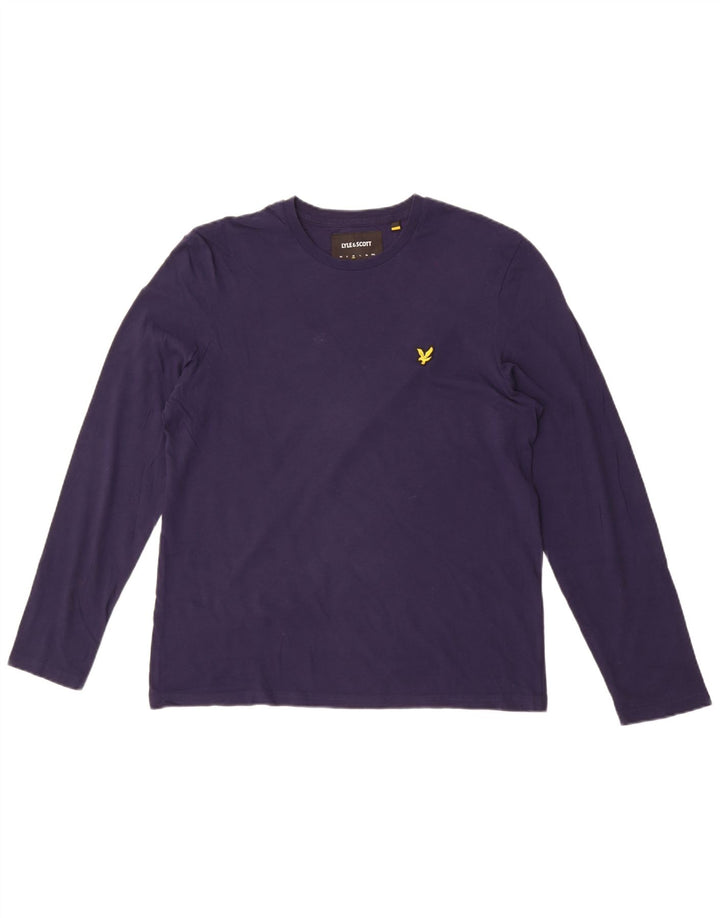 Lyle & Scott Męski top z długim rękawem, średni, granatowy, bawełniany