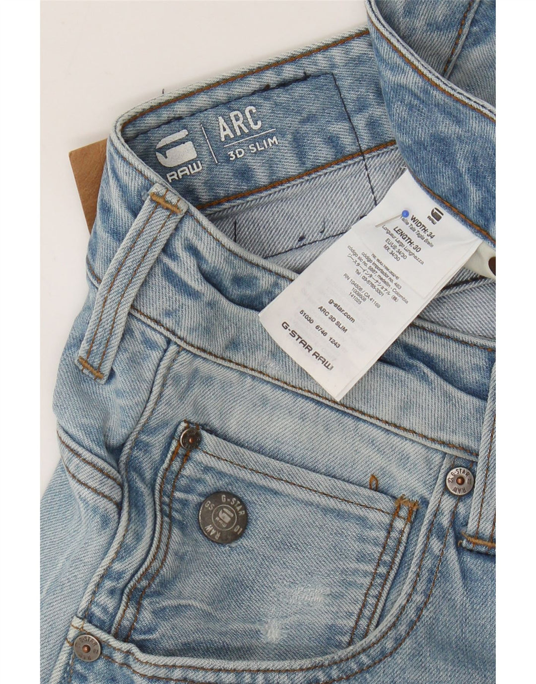 G-STAR Męskie jeansy 3D Arc Distressed Banana Slim W34 L30 Niebieskie bawełniane