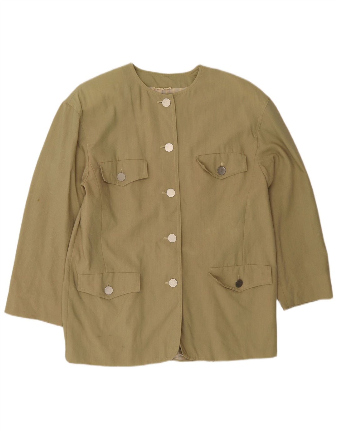 Marella Damska marynarka oversize zapinana na 5 guzików UK 10 Mała wełna khaki