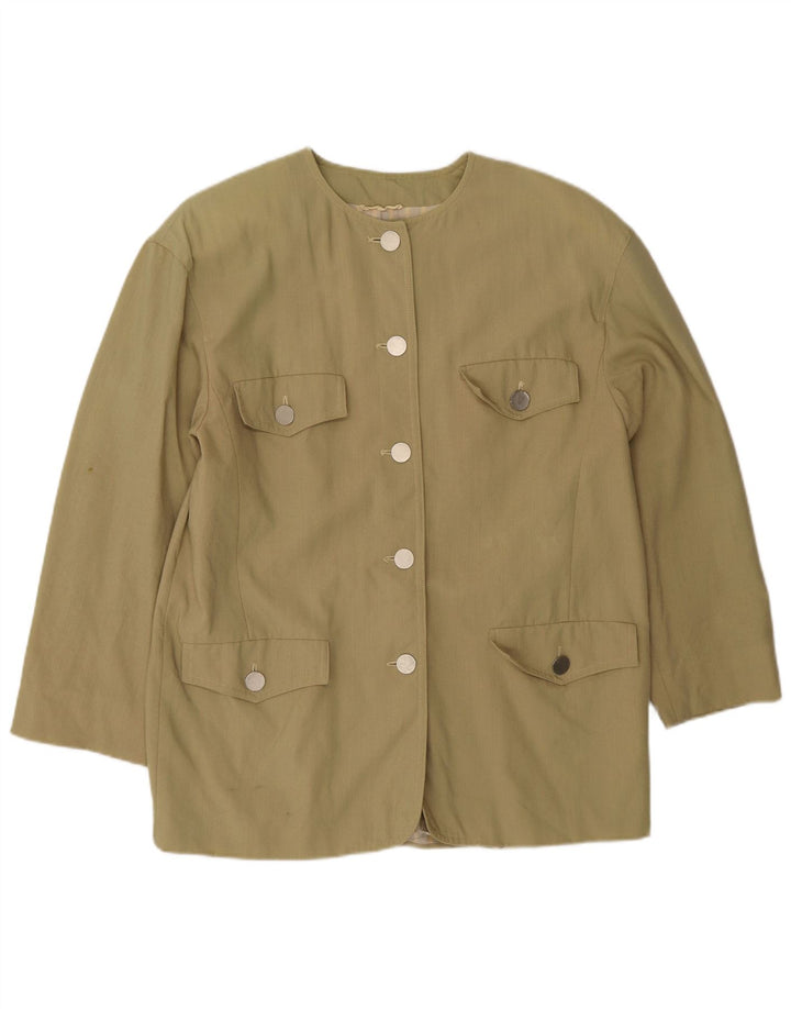 Marella Damska marynarka oversize zapinana na 5 guzików UK 10 Mała wełna khaki