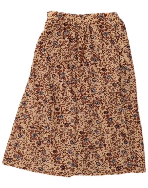Vintage damska spódnica w kształcie litery A z wysokim stanem IT 42 Medium W26 beżowa wełna w kwiaty