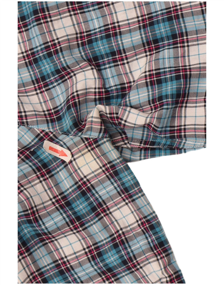 Damska bluzka koszulowa Tommy Hilfiger z falbaną z przodu US 6 w średnią niebieską kratkę