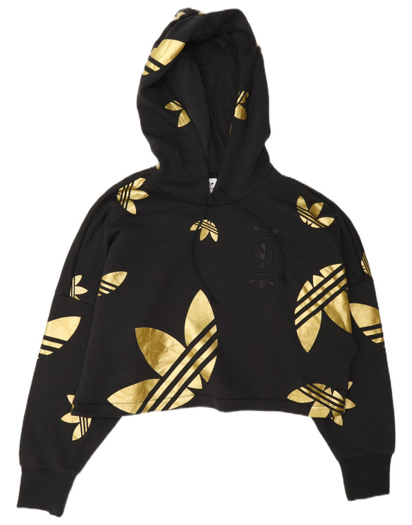 Damska bluza z kapturem Adidas Oversized Crop Graphic UK 10 Small Black