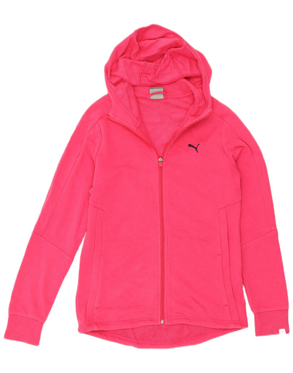 Puma Womens Zip Hoodie Sweater UK 10 Small Pink Cotton