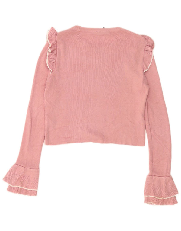 Topshop damski krótki top z długim rękawem, UK 10, mały, różowy, wiskoza