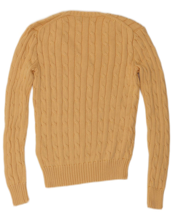 Sweter damski Polo Ralph Lauren z dekoltem w szpic, UK 6 XS, żółta bawełna