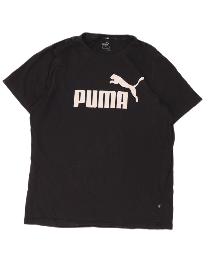 Męski T-shirt z grafiką PUMA, duży, czarny, bawełniany
