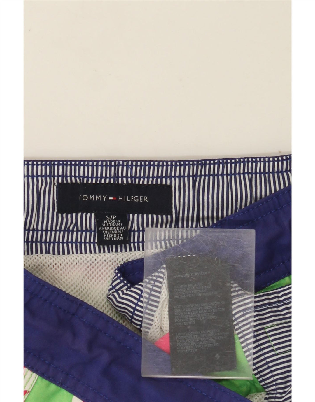 Męskie spodenki kąpielowe TOMMY HILFIGER, małe, zielone, z poliestru w kwiaty