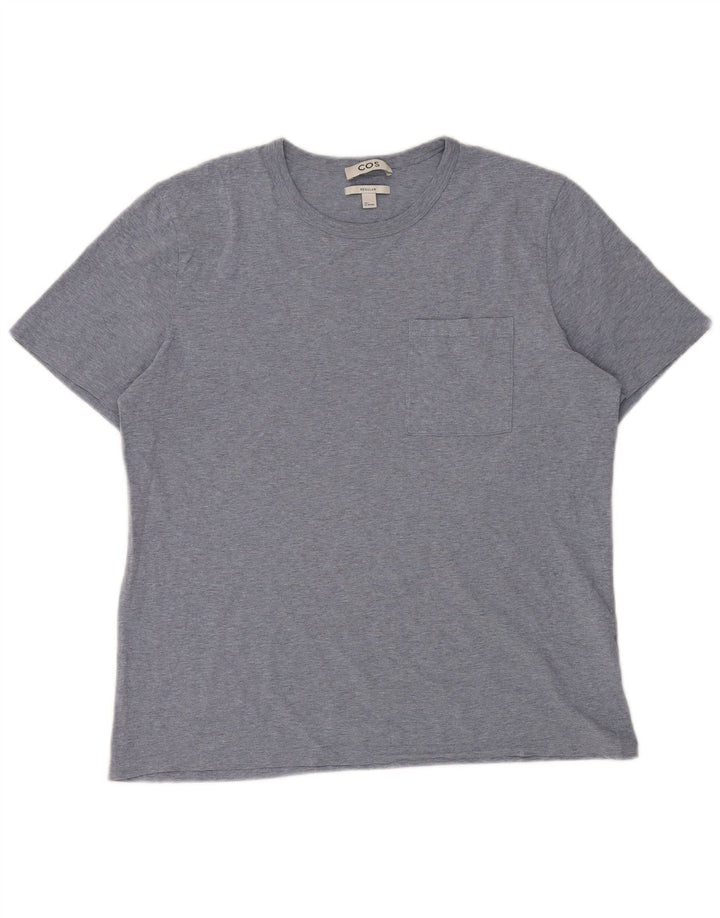 Cos Męski t-shirt o regularnym kroju, duży, niebieski, z bawełny w plamki