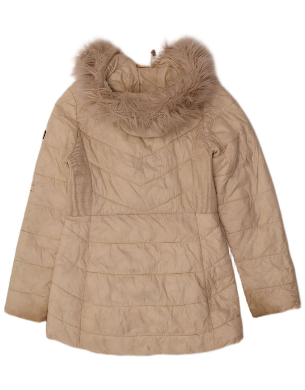 Damski płaszcz z kapturem i ociepleniem Barbour UK 10 Small Beżowy Poliamid