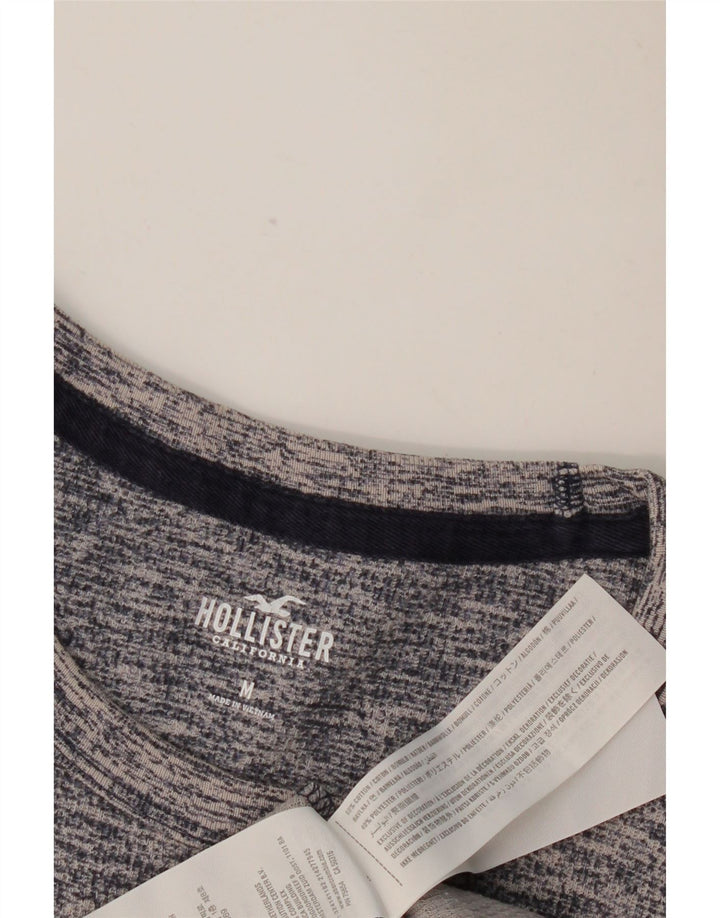 HOLLISTER Męski top z długim rękawem, średni, granatowy, bawełniany w cętki