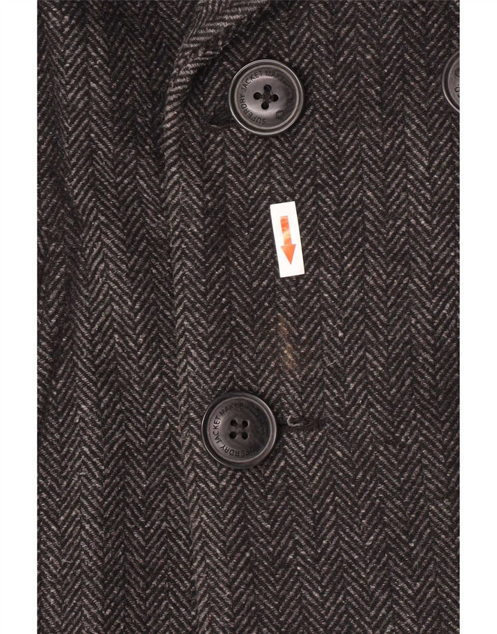 Superdry męski płaszcz groszkowy UK 40 duży szary wełniany w jodełkę klasyczny