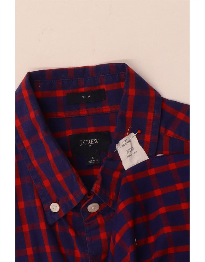 J. Crew Męska dopasowana koszula w małą niebieską kratkę, bawełniana