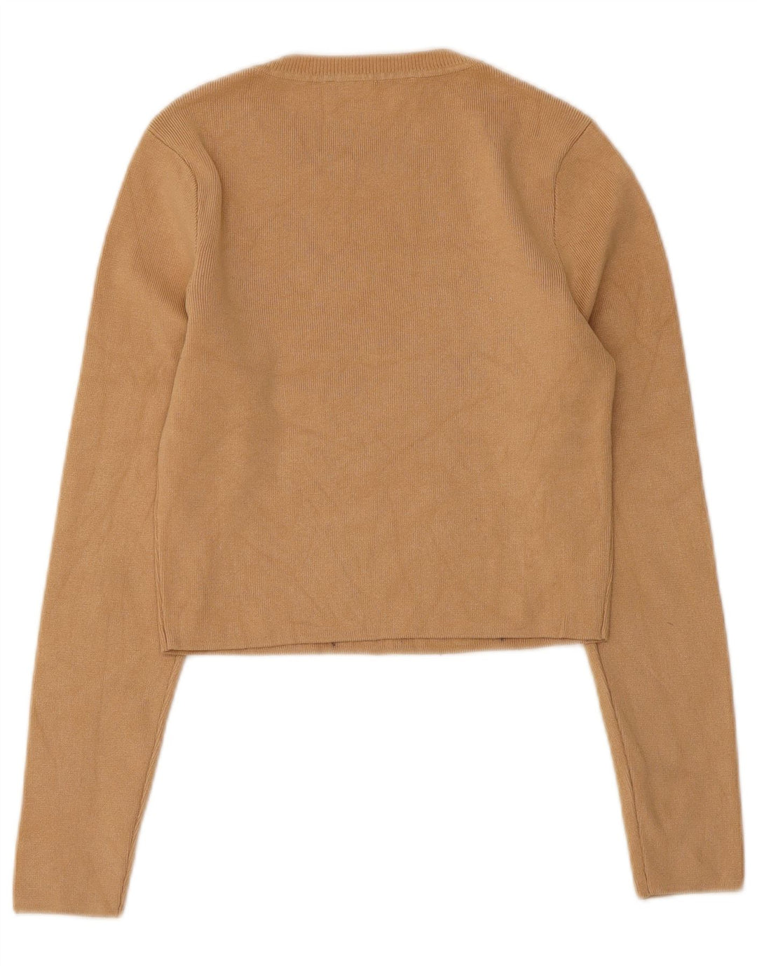 Damski krótki top Zara z długim rękawem UK 14 Large Beżowa wiskoza