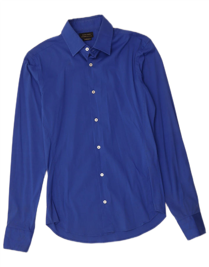 ZARA Mens Slim Fit Shirt Small Blue Cotton