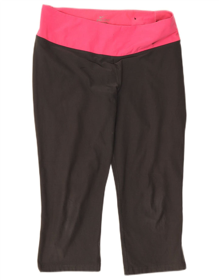 Damskie legginsy Nike Dri Fit Capri UK 12, poliester w kolorze średnioszarym