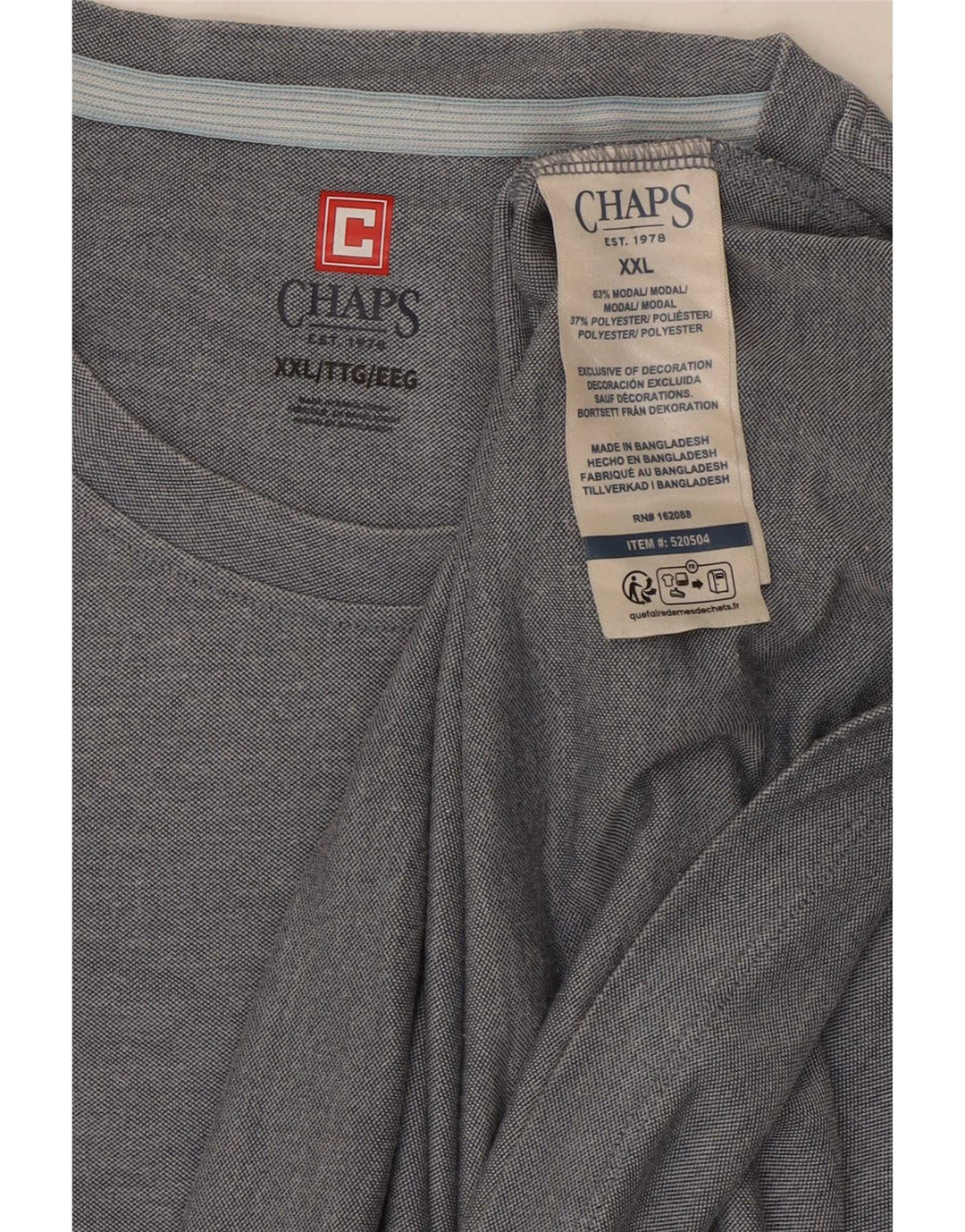 Męski T-shirt Chaps Top 2XL Szary Modal