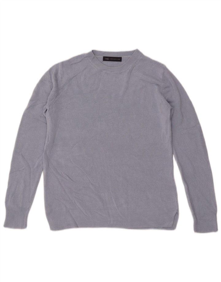 Marks & Spencer Damski sweter oversize z okrągłym dekoltem, UK 10, mały niebieski