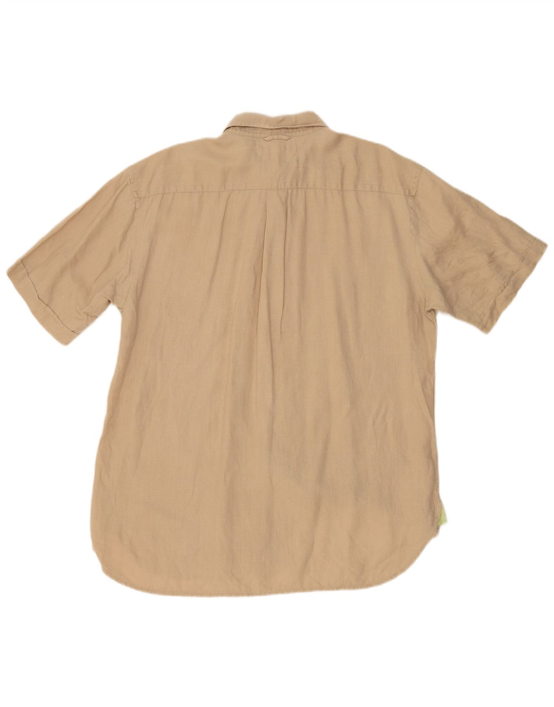 TOMMY HILFIGER Mens Short Sleeve Shirt Large Beige Linen