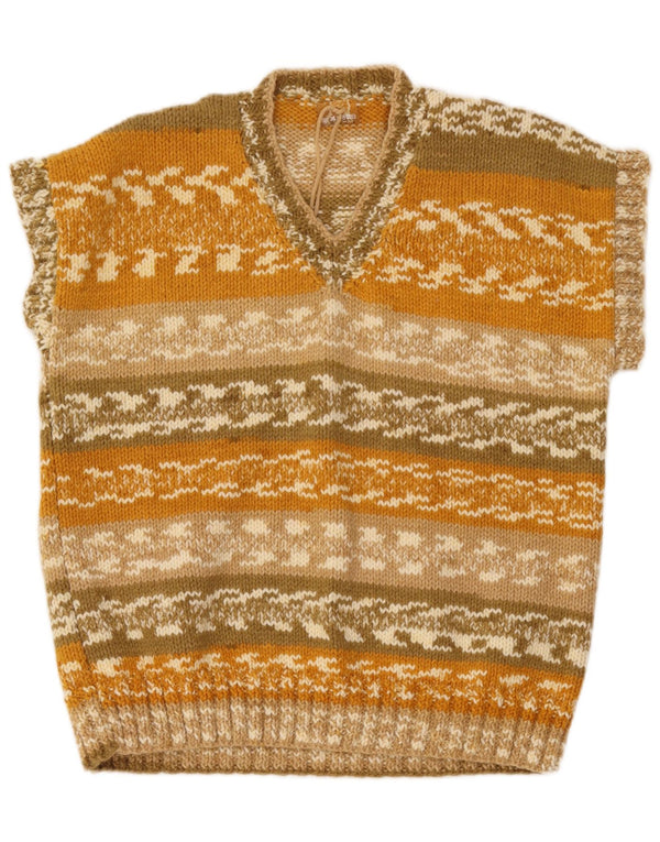 Vintage damski sweter z dekoltem w kształcie litery V, UK 18 XL, wielokolorowe paski