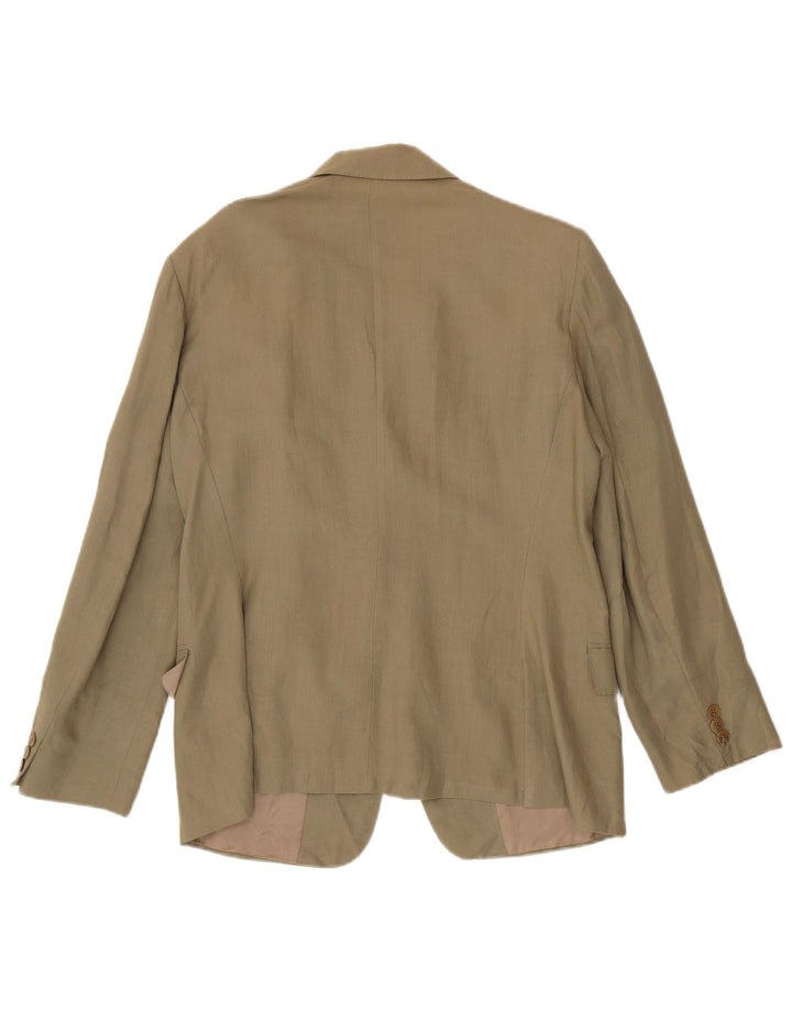 Damska marynarka zapinana na 1 guzik Max Mara UK 18 XL, lniana khaki