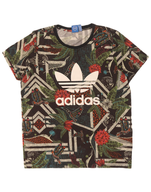 Damska koszulka graficzna Adidas Top UK 14 Średnia, wielokolorowa, w kwiaty