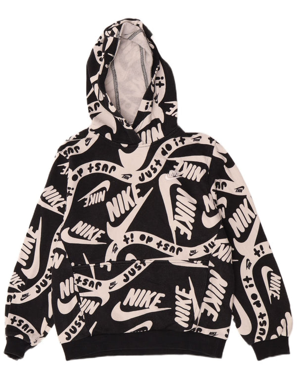 Chłopięca bluza z kapturem Nike z grafiką o regularnym kroju, 12-13 lat, duża, czarna, bawełniana