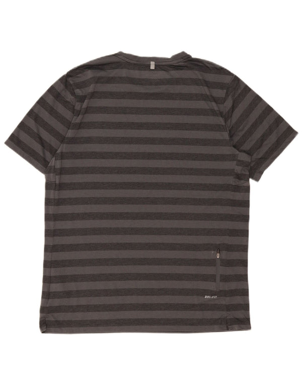 Męski T-shirt Nike Dri Fit, duży, szary poliester w paski