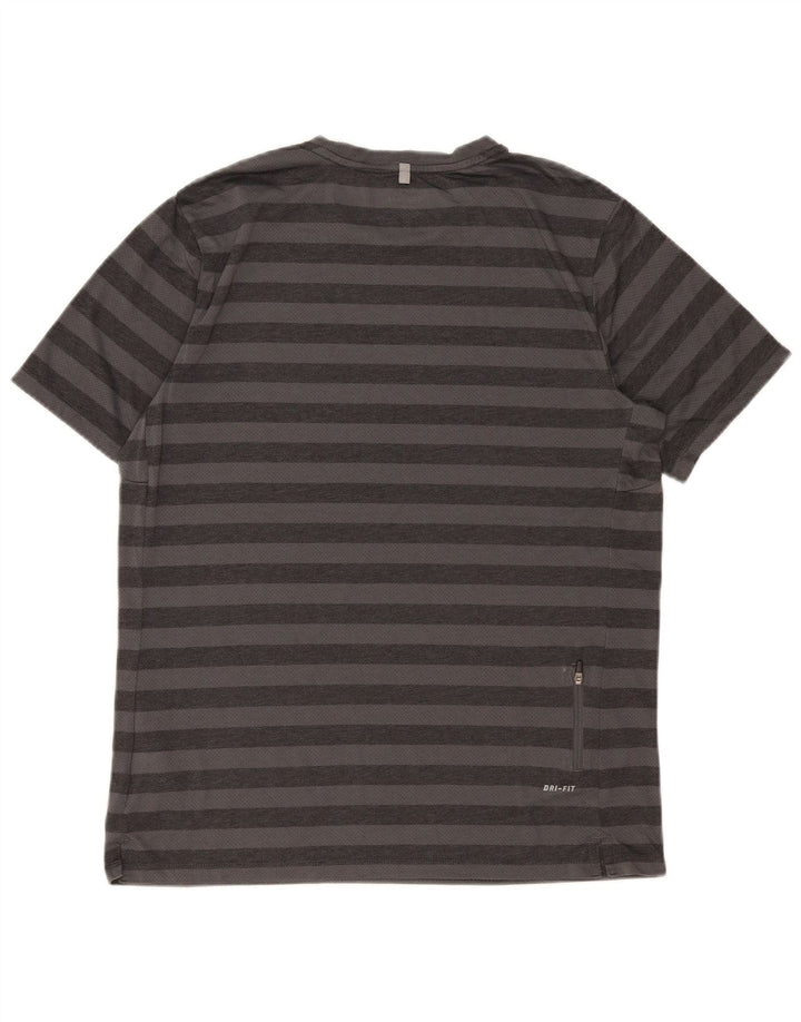 Męski T-shirt Nike Dri Fit, duży, szary poliester w paski