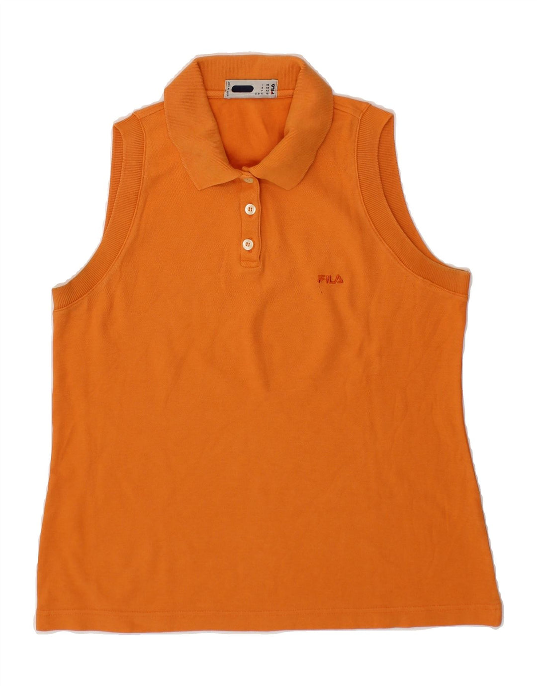 FILA Womens Sleeveless Polo Shirt IT 46 Large Orange Vintage Fila and Second-Hand Fila from Messina Hembry 