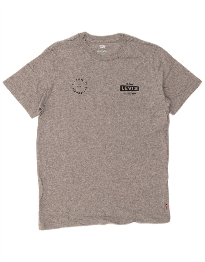 Męski T-shirt z grafiką LEVI'S, średnioszary, bawełniany w cętki