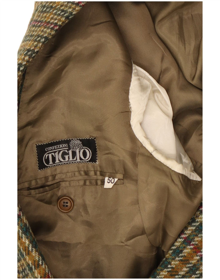 Męska marynarka zapinana na 2 guziki Tiglio IT 50 w dużą zieloną kratkę