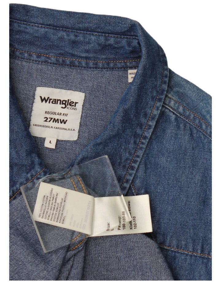 Męska koszula dżinsowa Wrangler o regularnym kroju, duża, niebieska, bawełniana