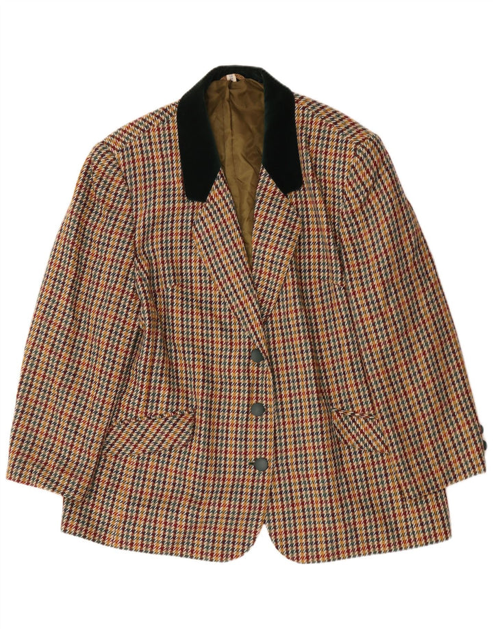 Vintage damska marynarka zapinana na 3 guziki UK 22 3XL wielobarwna pepitka