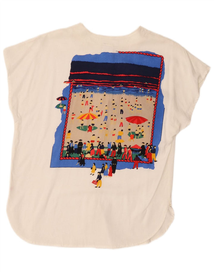 Nowa szybka damska bluzka oversize z grafiką EU 36, mała biała