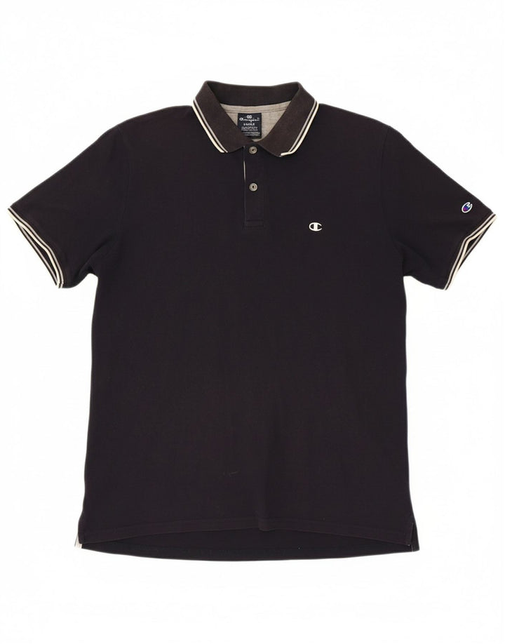CHAMPION Mens Polo Shirt Large Navy Blue Cotton